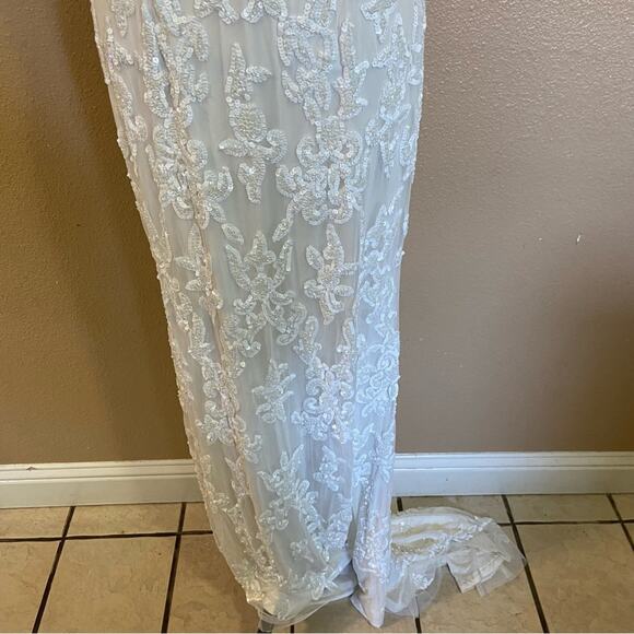 NWOT Lulus Everlasting Passion White Sequin Beaded Backless Maxi Dress - Picture 9 of 13